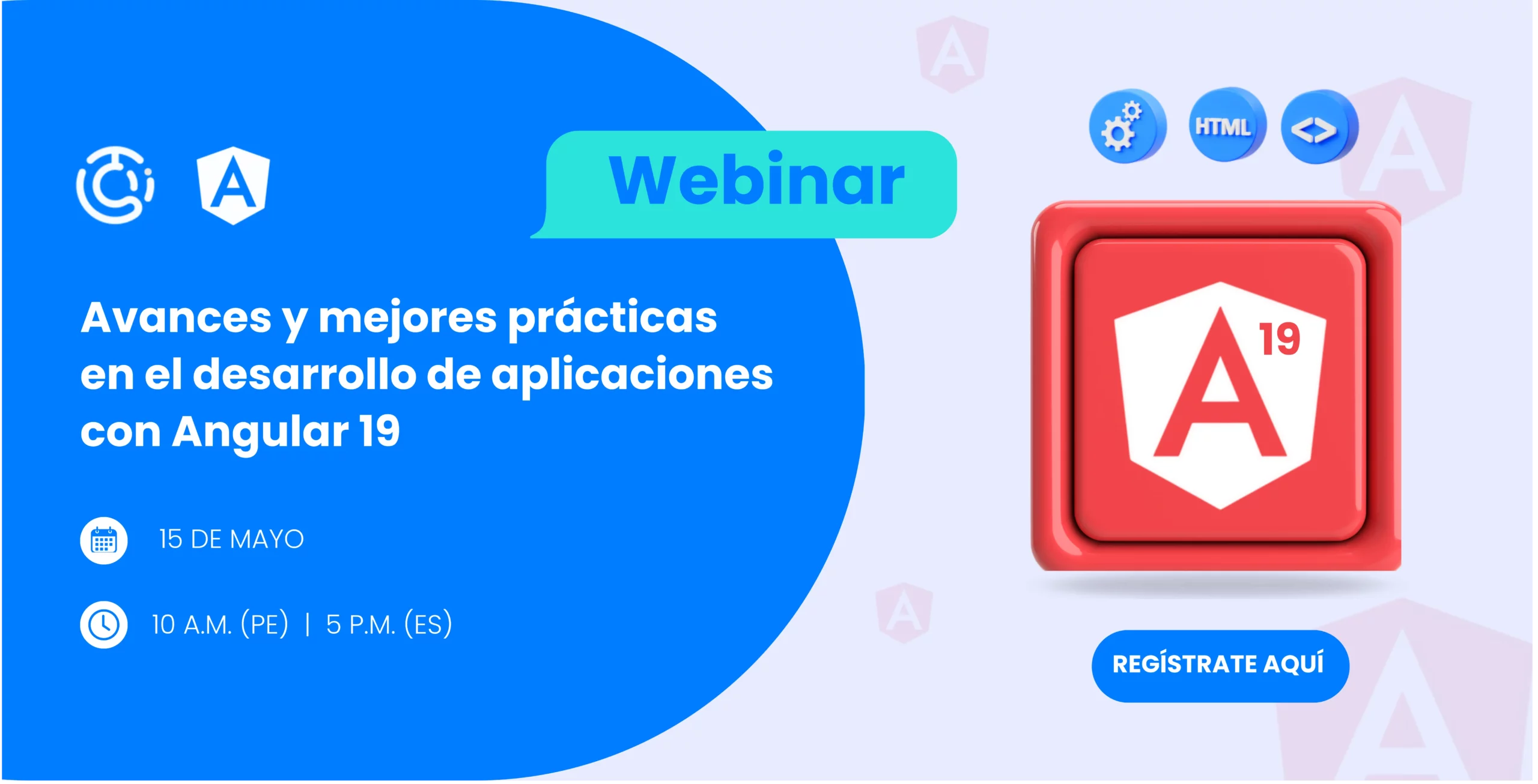 Banner para Webinar sobre Angular 19 2025 por Touch Consulting.